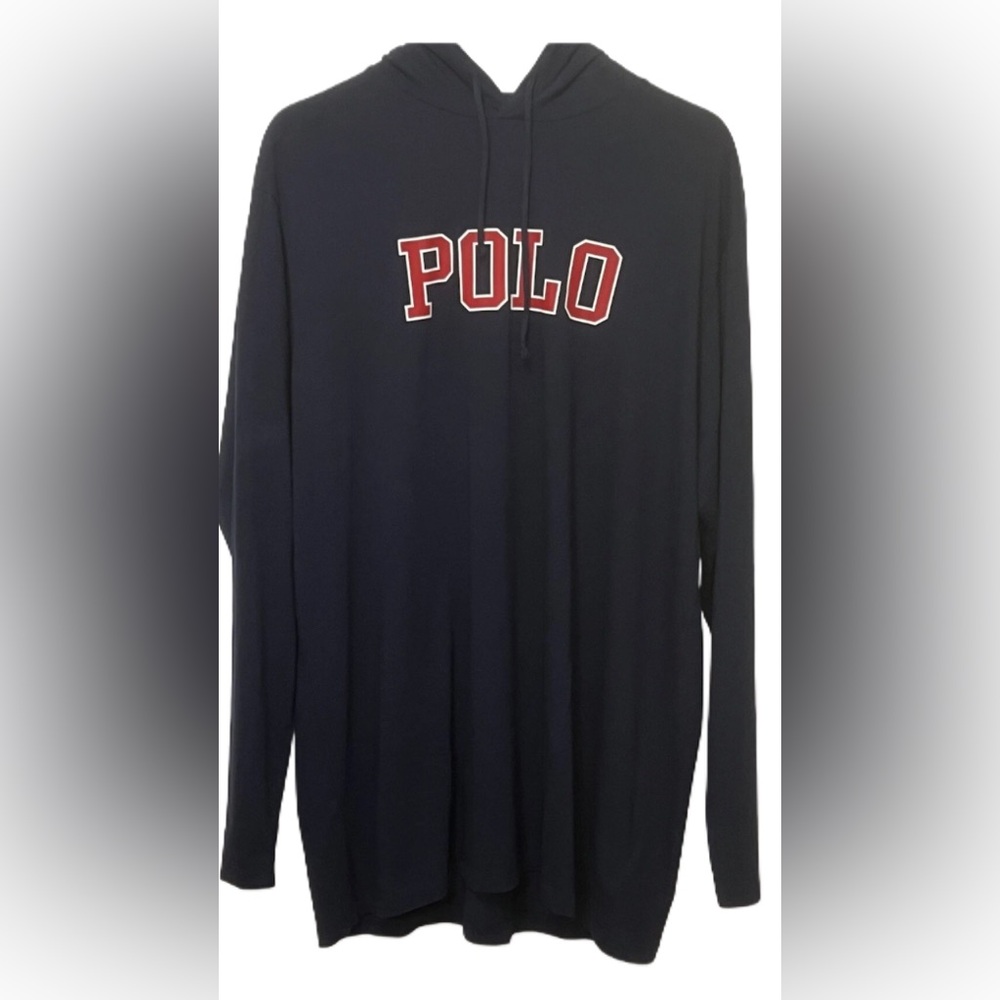 Ralph Lauren Dark Blue T Shirt Hoodie with Red Logo 2XLT